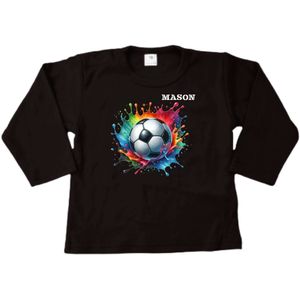 Shirt kind - Naam - Sport - Voetbal splash - Kinder shirt met lange mouwen - Voetbal shirt met naam - Maat 56