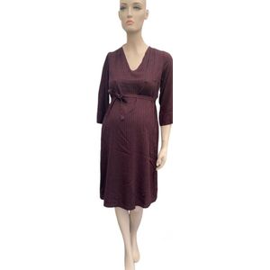 FRAGILE KNOTTED FROWN DRESS SOFT PINSTRIPES BURGUNDY XS