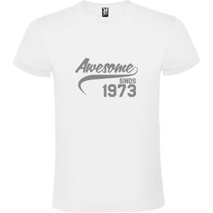 Wit T shirt met print van "" Awesome sinds 1973 "" print Zilver size XL