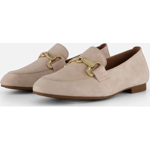 Gabor Dames Loafers - Beige - Suède Bovenwerk - Goudkleurig Element