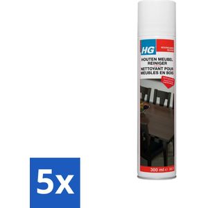 HG - Houten Meubel Reiniger - Reinigen & Onderhouden - Geeft Extra Glans - 300 ml - Bulkverpakking - 5 stuks