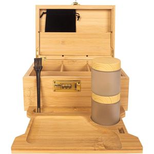 Grote Bamboe Organizerbox met Houten Opbergdozen en Sloten voor Opbergen van Items - Opbergboxset met Dienblad en Accessoiregereedschap