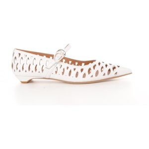 Maury dames pump Chloe wit leder gelasered