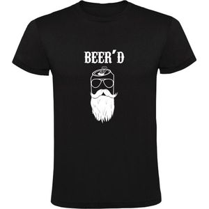 Beer'd Heren T-shirt | baard | bril | snor | bier | gezicht | grappig | humor | Zwart