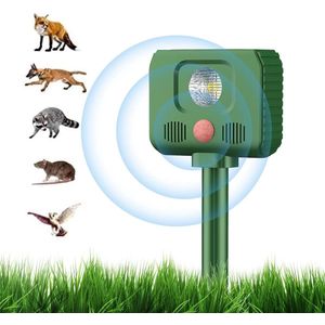 Ultrasoon afweermiddel voor katten op zonne-energie waterdicht voor duiven vogels honden katten muizen 5 modi met bewegingssensor