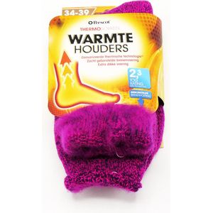 Thermosokken – Oneffen Felroze – Maat 34/39 – 1 Paar – Warme Sokken – Voorkom Koude Voeten