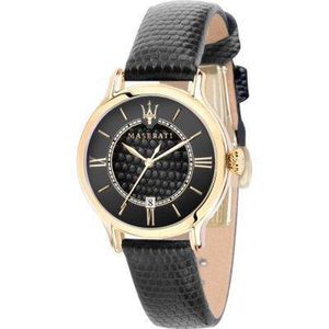 Maserati Epoca Lady Horloge - Maserati dames horloge - Zwart - diameter 34 mm - goud gecoat roestvrij staal