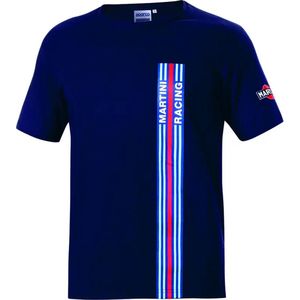 Sparco T-Shirt Big Stripes Martini Racing - Iconisch Italiaans T-shirt - Marineblauw - Race t-shirt maat M