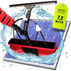 Aqualitá® Telescoopsteel Ramenwassen 7,2M met Zeem - Ramenwasser Telescopisch - Zonnepanelen Reiniger - Glazenwasserset Telescoopsteel met Waterdoorvoer - Telescopische wasborstel - Telescoop Borstel Set met Zeepdispenser voor Ramen Wassen