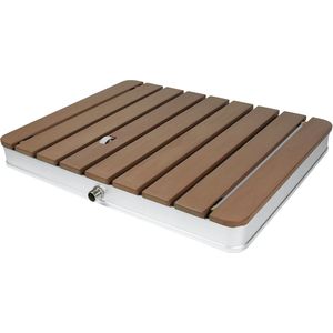 Aufun Tuindouche met bodemplaat, WPC/Aluminium, Verwijderbare vloerdouche, Tuindouche, Campingdouche, Vierkant - Natuurlijk hout