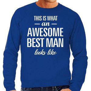 Awesome best man - geweldige getuige cadeau sweater blauw heren - kado trui XXL