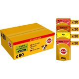 Pedigree Adult - Natvoer Hond - Hondenvoer - Rund Kalkoen Kip - 80 x 100g