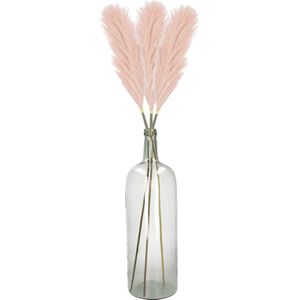 Kunstbloemen bloemstuk pluimen boeket in vaas - pastel roze - 104 cm hoog