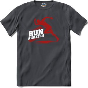 Run Athletics | Hardlopen - Rennen - Sporten - T-Shirt - Unisex - Mouse Grey - Maat L