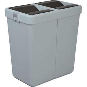 Motek® - 40 liter+40 liter=80 liter - Prullenbak Afvalscheiding - Gemaakt van 100% Gerecycled Kunststof - Grijs