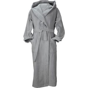 ARTG Robezz - DeLuxe - Velours Badjas met Capuchon - Lichtgrijs - Light Grey - Maat L/XL