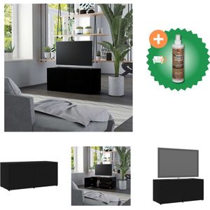 vidaXL Tv-meubel 80x34x36 cm spaanplaat zwart - Kast - Inclusief Houtreiniger en verfrisser
