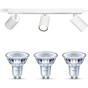 Philips Idris Opbouwspot voor Badkamer(Wit) - Badkamerlamp - Warmwit Licht - Plafondspot met 3 Lichtpunten - GU10 - Niet Dimbaar