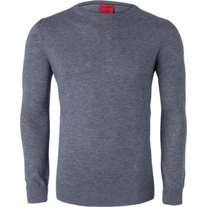 OLYMP Level 5 body fit trui wol met zijde - O-hals - zilver grijs - Maat: L