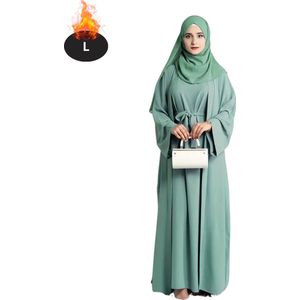 Nivard Islamitische Kleding - Djellaba Dames - Moslim Kleding - Arabisch Dames Kaftan - Alhamdulillah - Lichtgroen L