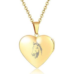 Fotohanger Met Ketting En Gravering - Hart - Paard