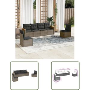 The Living Store Loungeset PE-Rattan Grijs - Modulair Design - Waterdichte Opbergruimte - Inclusief Comfortabele Kussens