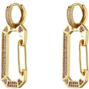 Vergulde oorbellen zirkoon - Yehwang - Oorbellen - One size - Goud
