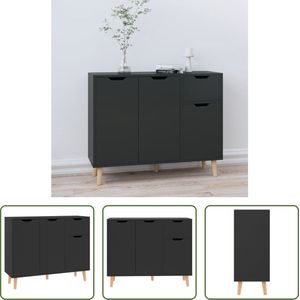 The Living Store Dressoir - Hoogglans zwart - 90 x 30 x 72 cm - spaanplaat