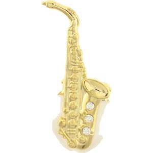 Behave Sjaalspeld sjaalclip goud kleur saxofoon 5 cm