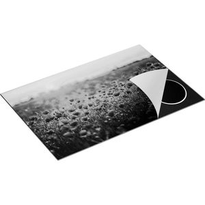 Chefcare Inductie Beschermer Rode Klaprozen Bloemenveld Zonsondergang - Zwart Wit - 78x52 cm - Afdekplaat Inductie - Kookplaat Beschermer - Inductie Mat