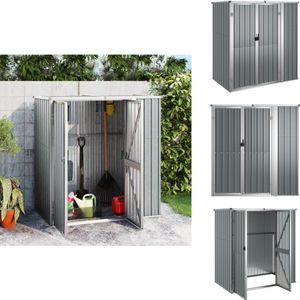 vidaXL Tuinschuur - Tuinschuren - Gereedschapsschuur - Berging - Tuinschuur 161x89x161 cm gegalvaniseerd staal grijs