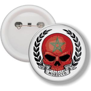 Button Met Speld - Schedel Vlag Marokko