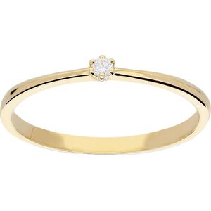 Glow ring met diamant solitaire - 1-0.03ct G/SI - geelgoud 14kt - mt 56