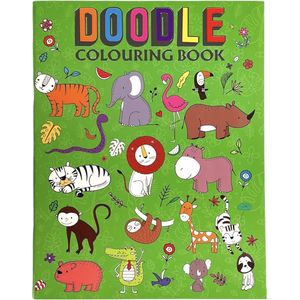 Doodle Kleurboek Jungle - Kleurboek Peuter - Kleurboeken voor Kinderen - Tekenboek - Kleurboek Kinderen - Tekenen Kinderen - Kleurplaten - Tekenblok voor Kinderen - 32 Pagina's - 28x21,5cm - Vanaf 3 Jaar - Multi Kleuren