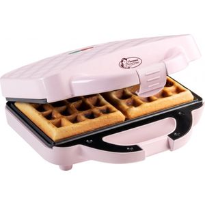 Bestron Wafelijzer voor twee Brusselse wafels, wafelmaker met handtasontwerp, met bakindicatielampje & antiaanbaklaag, 750 Watt, kleur: roze