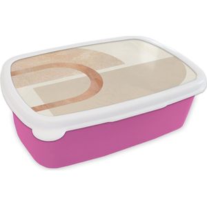 Broodtrommel Roze - Lunchbox - Brooddoos - Marmer - Roze - Abstract - 18x12x6 cm - Kinderen - Meisje