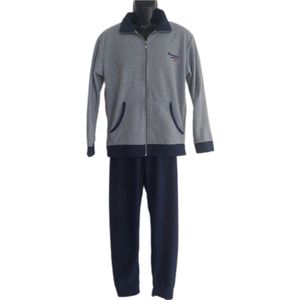 Heren - Huispak - Trainingspak - Joggingpak - Maat XXL - 2 Delig - Vest&Broek - Fleece - Kleur Grijs/Marineblauw - Merk I Love Notte Stella - Confectiemaat 54 - Cadeau - Kerst