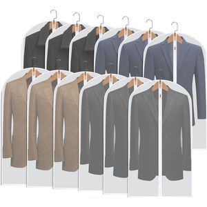 JGS ® Kledingtassen, 12 stuks kledingtassen met ritssluiting, 60 x 100 cm, transparant ademend voor jurken en pakken, kledinghoezen, beschermhoes, kleding, jas, jas, jurken