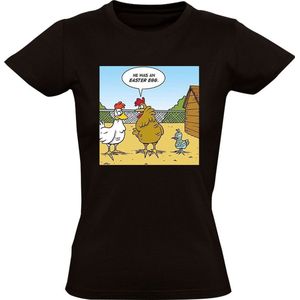 Paasei Dames T-shirt - kip - ei - pasen - easter - egg - grappig