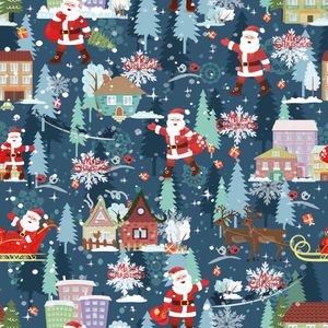 Inpakpapier Kadopapier Kerst Wonderland Blauw- Breedte 40 cm - 200m lang