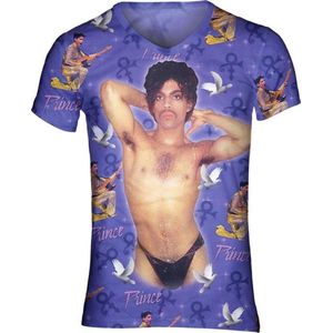 Purple Prince festival shirt Maat: XL V - hals - Festival shirt - Superfout - Fout T-shirt - Feestkleding - Festival outfit - Foute kleding - Extreem fout shirt - Foute party kleding - T-shirt voor Fout feest