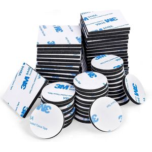 55 Stuks Dubbelzijdige Plakpads - zelfklevende Schuim Pads - Montage Pads - Sterke Pads voor Auto Decoratie, Thuis Decoratie en Kantoor Decoratie - Vierkant en Rond