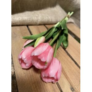 Kunstbloem Tulp - Fuchsia - Romantisch - Palm pasen - Real touch tulpen - 43 cm - Boeket Kunstbloemen - Pink Kunst bloem - Sally - Roze - Interieur - Sfeer - Voorjaar - Pasen - Paasdecoratie - Bloemen - Moederdag - Oma - Decoratief - Deco - Decoratie