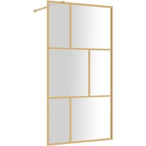 vidaXL Inloopdouchewand - Inloopdouchewanden - Douchescherm - Douchewand - Inloopdouchewand transparant 115x195 cm ESG-glas goudkleurig