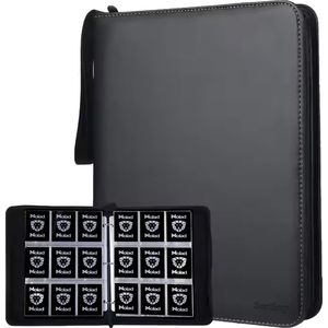Sortley Verzamelmap voor 900 Kaarten - Geschikt voor Pokemon kaarten - Premium Card Binder met Ritssluiting - 50 Pagina's - A4 Formaat - 4 Pocket - Kunstleer - Zwart