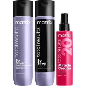 Matrix So Silver Shampoo 300ml & Conditioner 300ml & Miracle Creator Spray 190ml – Voordeelverpakking