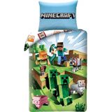 Minecraft Dekbedovertrek Battle - Steve - Creeper - Sheep - 140 x 200 cm