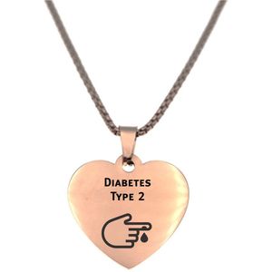 Ketting | Hart | RVS | Rosegoud | Diabetes Type 2