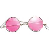 Hippie / flower power bril roze - Party bril verkleed accessoire voor volwassenen