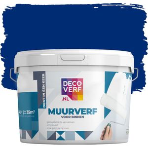 Decoverf muurverf mat, koningsblauw, 4L